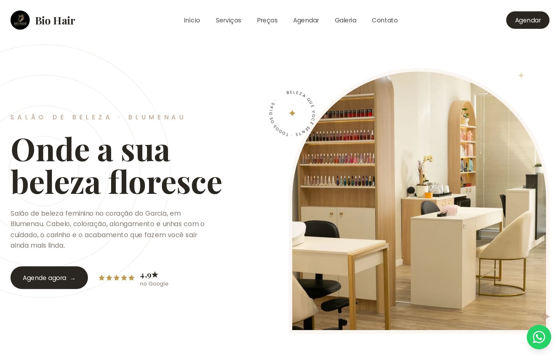 Site da Bio Hair, feito pelo Kortar