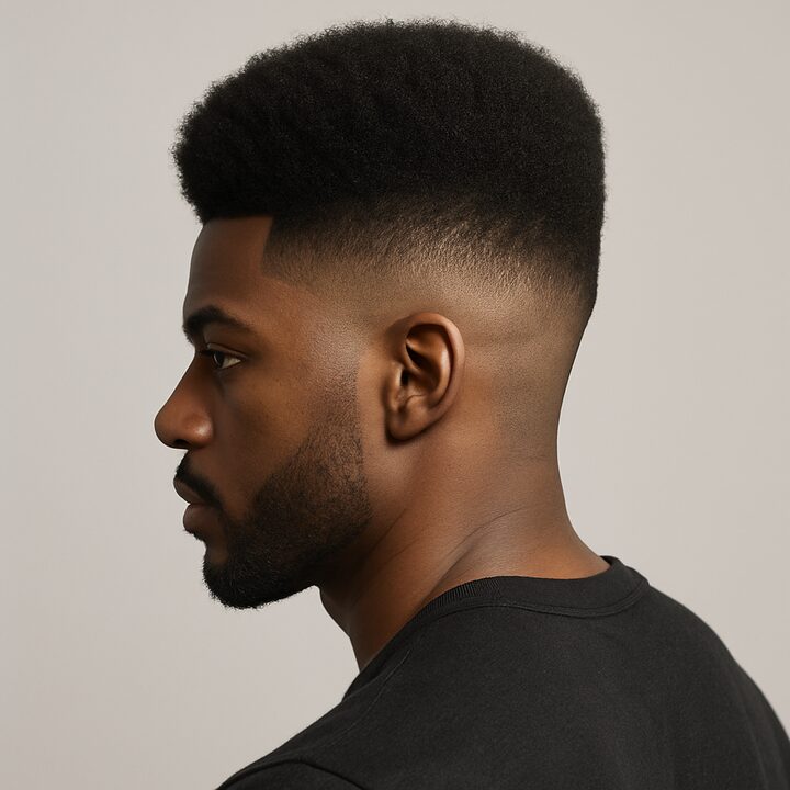 Corte Afro + High Fade — lateral