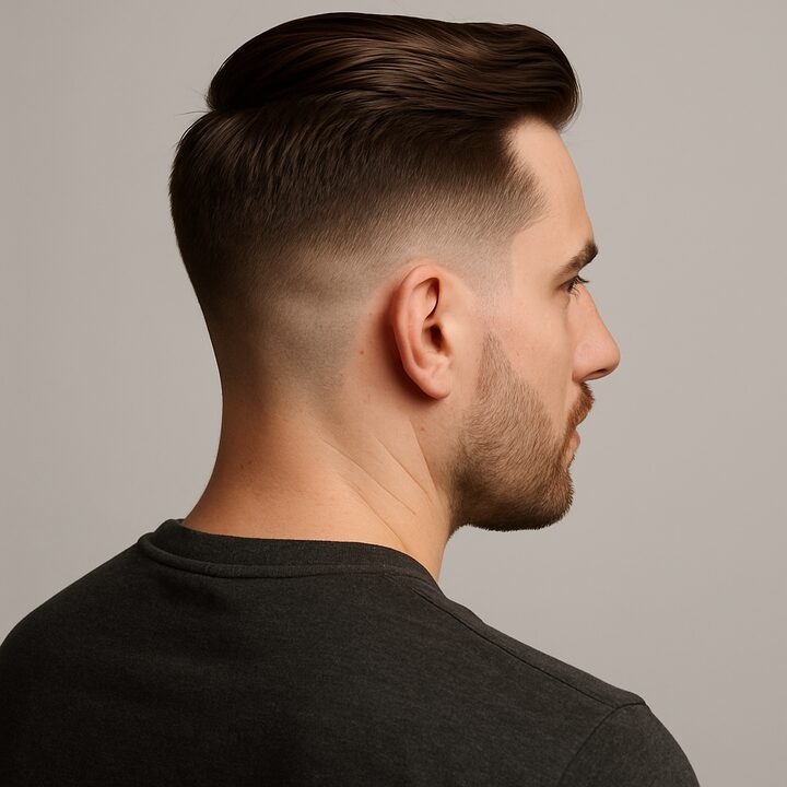 Corte Comb Over + Skin Fade — lateral