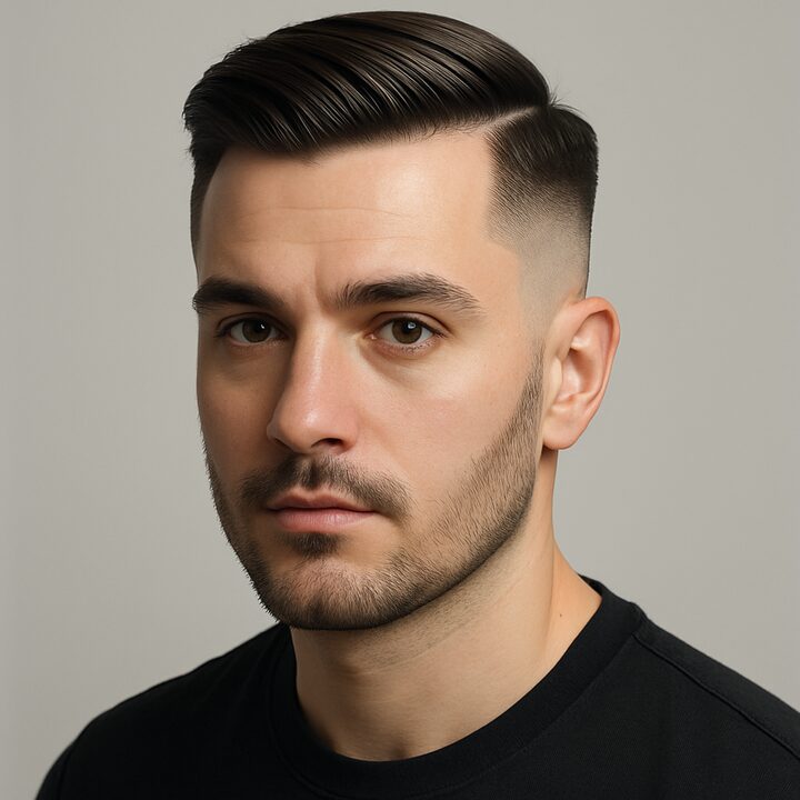 Corte Comb Over + Skin Fade — frente