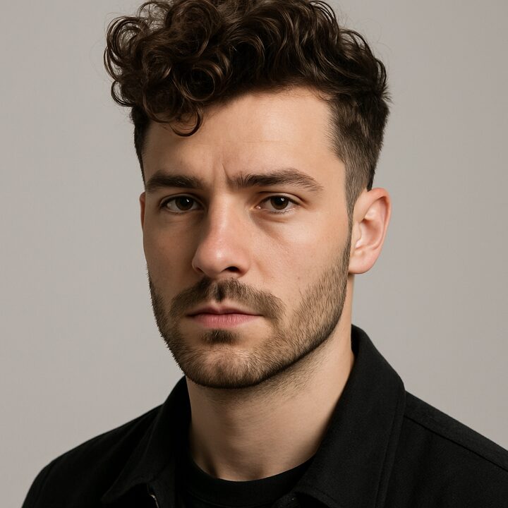 Corte Curly Quiff — frente