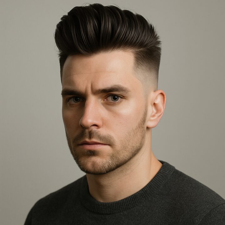 Corte Pompadour + High Fade — frente