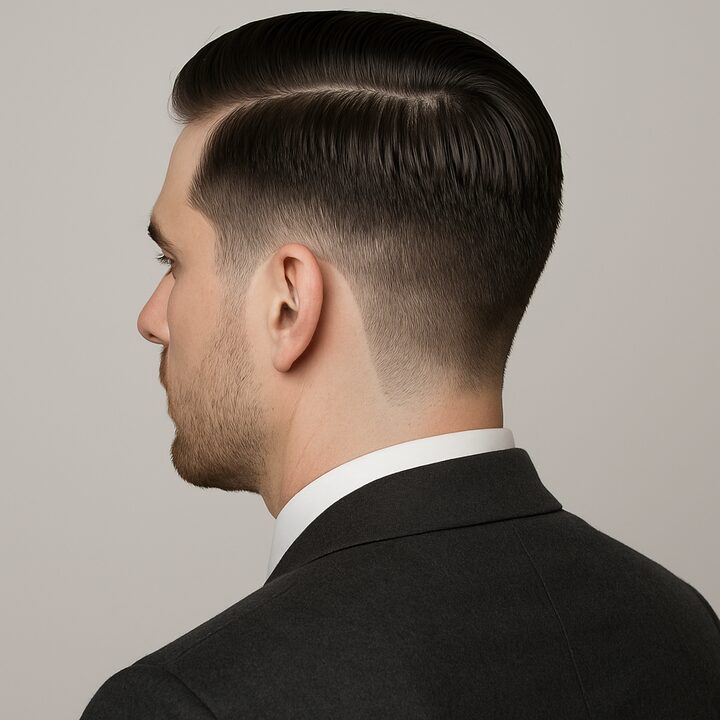 Corte Side Part + Taper (social) — lateral