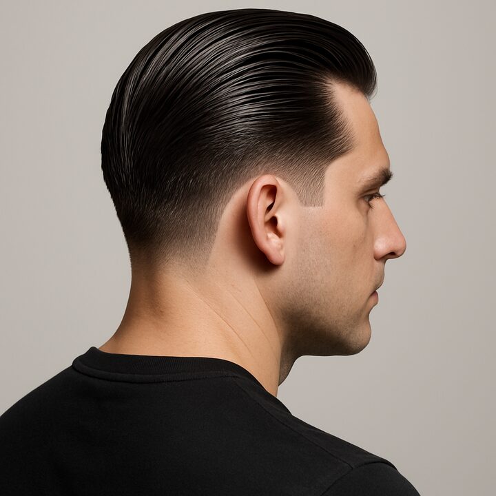 Corte Slick Back — lateral
