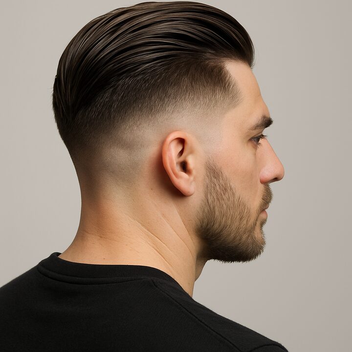 Corte Slick Back + Drop Fade — lateral